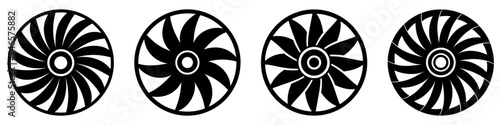 Rotor icons set. Black propeller icon isolated on white background. Vector illustration