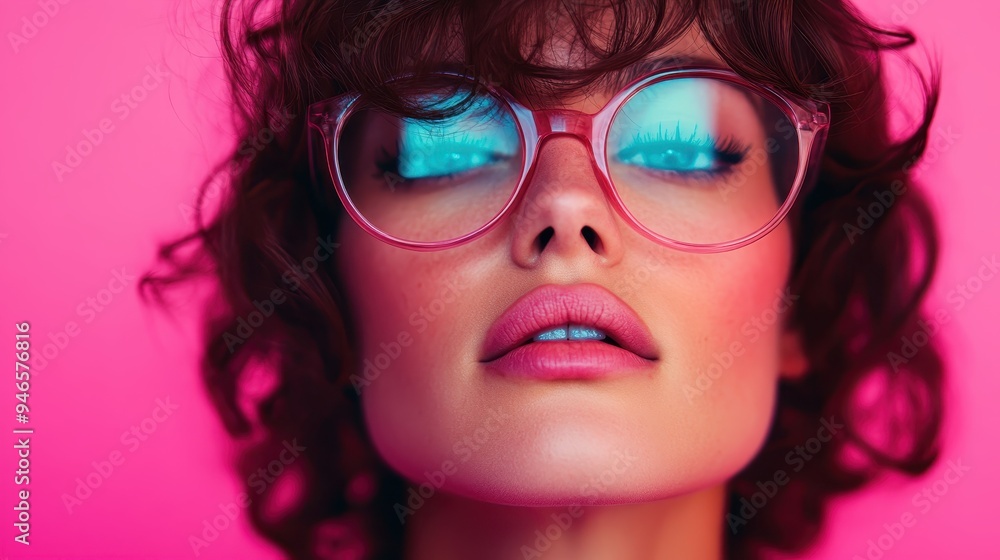 A person with curly hair stands against a vibrant pink background, creating a striking contrast. This image showcases a modern aesthetic and playful color scheme. A person with curly hair stands against a vibrant pink background, creating a striking contrast. This image showcases a modern aesthetic and playful color scheme.