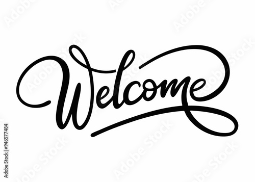  A stylish handwritten welcome sign, perfect for adding a touch of elegance to your designs. This versatile graphic can be used for invitations, cards, posters, and more.