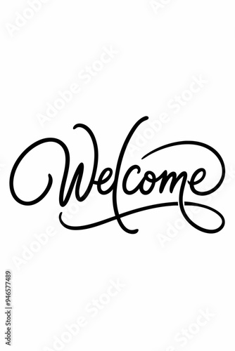  A stylish and elegant handwritten welcome sign, perfect for adding a touch of charm to any design project. Use this versatile graphic for invitations, greeting cards, banners.