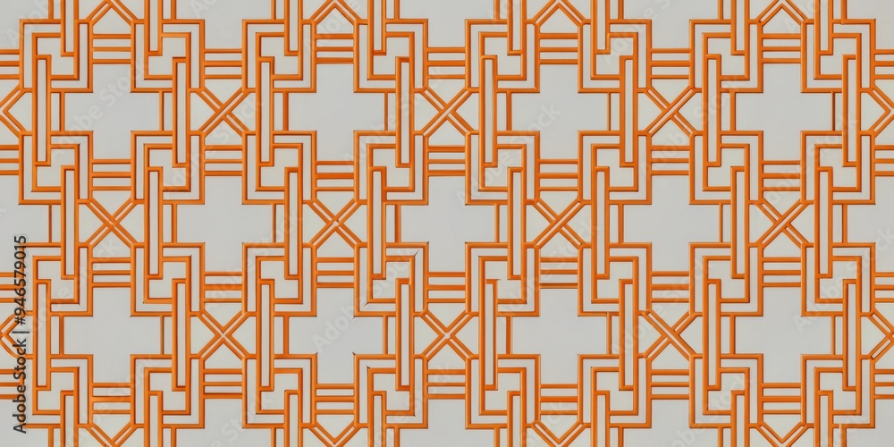 Geometric Orange Pattern on White Background, Art Deco , Design , Architecture Geometric Orange Pattern on White Background, Art Deco , Design , Architecture