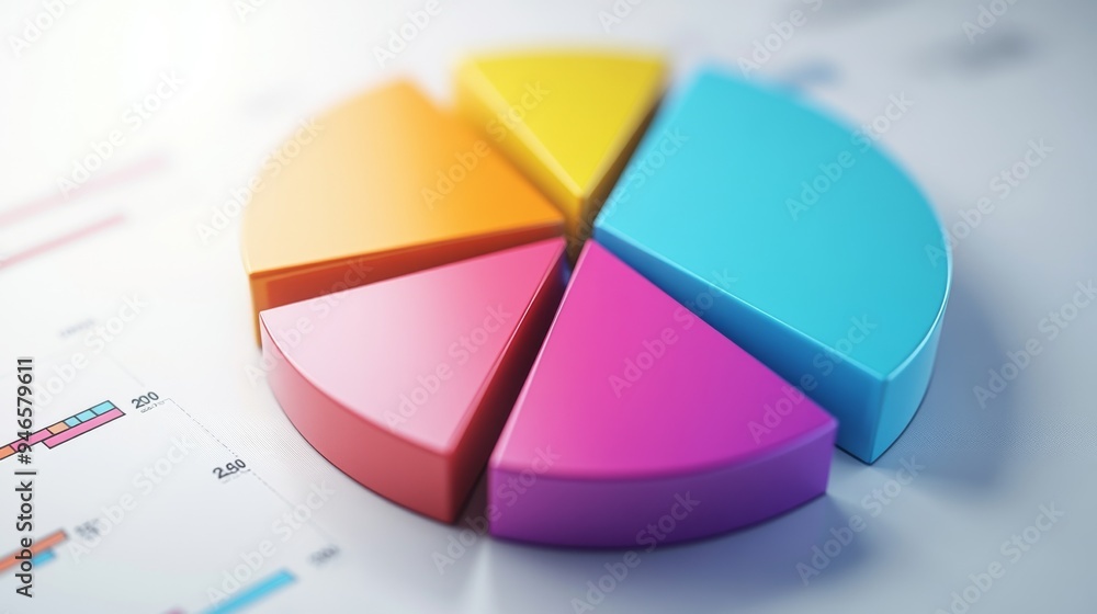 A pie chart with interactive elements and animated effects, displaying financial performance data in a colorful and engaging manner on a clean white background. A pie chart with interactive elements and animated effects, displaying financial performance data in a colorful and engaging manner on a clean white background.