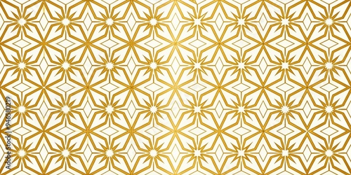 Golden Starburst Pattern Seamless Geometric Design, White Background, Golden Lines, Abstract Pattern, Geometric Art, Tileable, Decorative