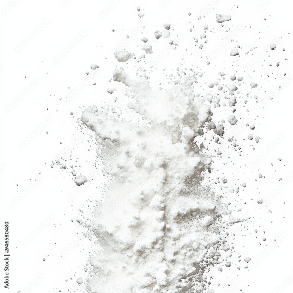 White Powder Explosion on White Background. White Powder Explosion on White Background.