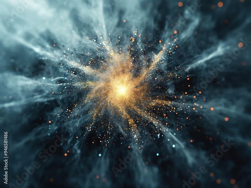 Wallpaper Mural Abstract swirling galaxy with glowing center and particles. Torontodigital.ca