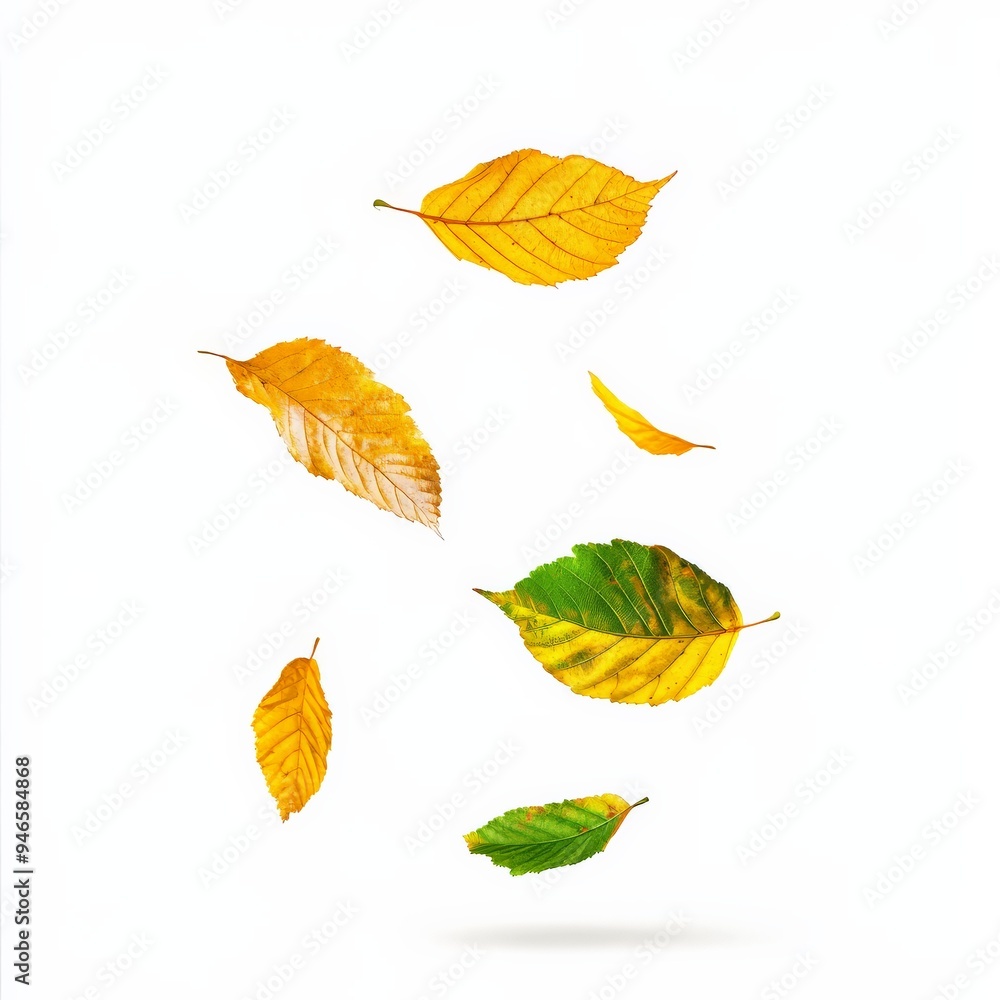Autumn leaves falling against a white background. Autumn leaves falling against a white background.
