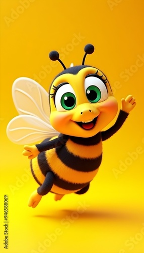 A friendly cartoon bee sporting a big smile