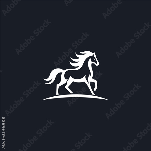 Black White Horse Logo Vector Design Silhouette