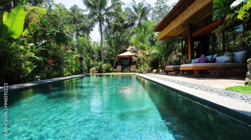 Wallpaper Mural Bali, Indonesia offers an opulent tropical jungle villa resort with a magnificent swimming pool for a lavish holiday weekend getaway. Torontodigital.ca