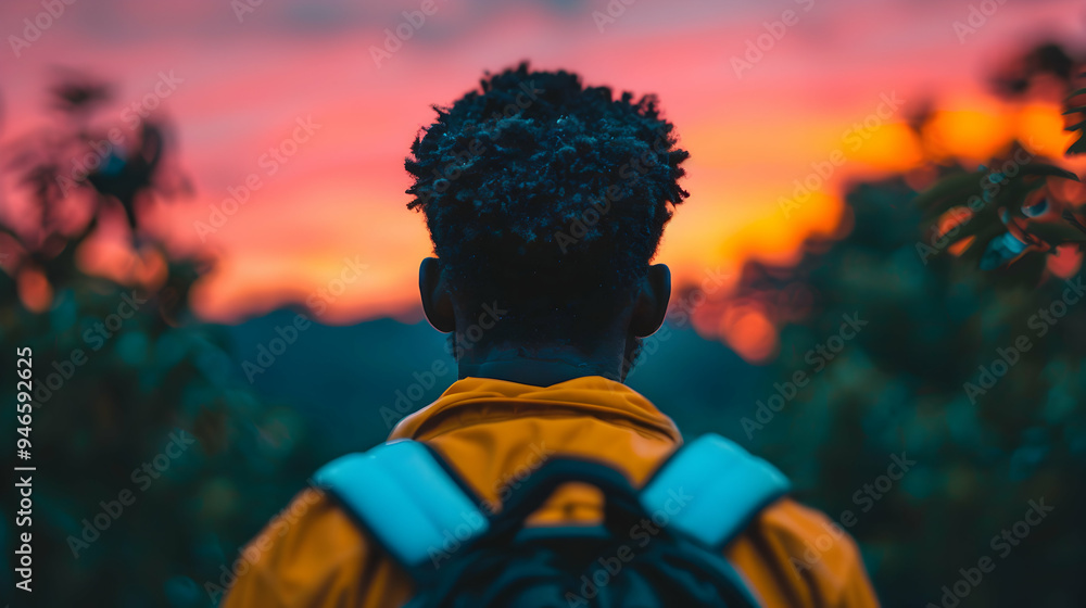 Obraz premium Man Birdwatching The Wilderness Man With