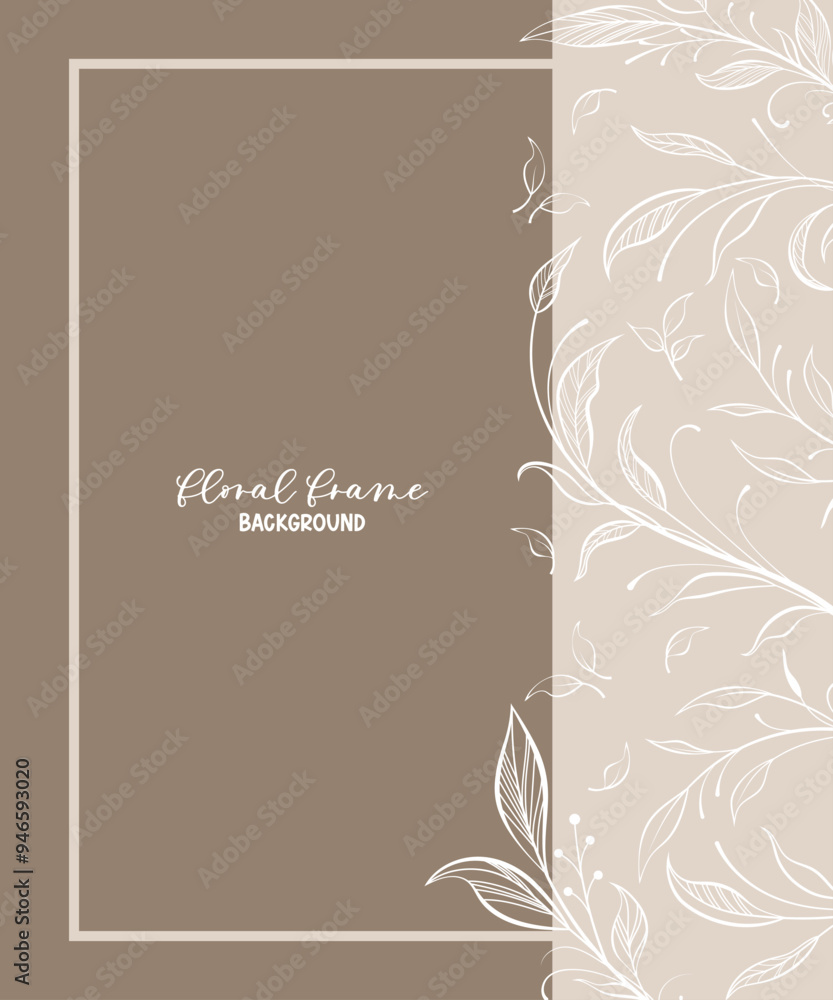 Wedding invitation template with outline foliage branches in pastel color. Rsvp card design template. Vector. Wedding invitation template with outline foliage branches in pastel color. Rsvp card design template. Vector.