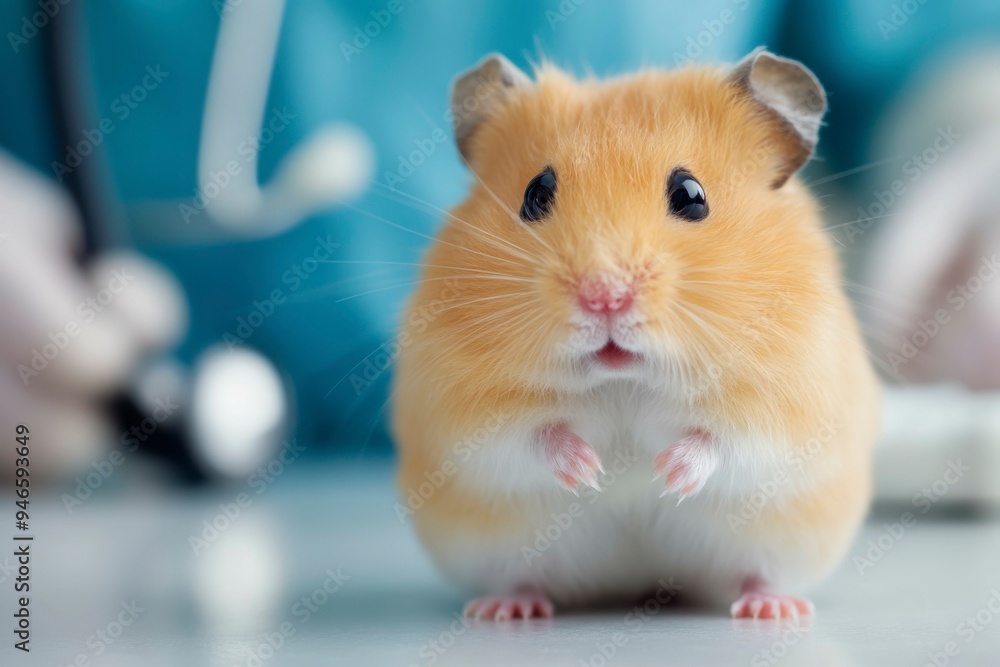 A Golden Hamster Sitting on a Table A Golden Hamster Sitting on a Table
