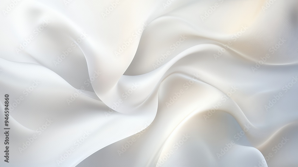 Fototapeta premium A smooth, flowing white fabric creating an elegant and soft texture.