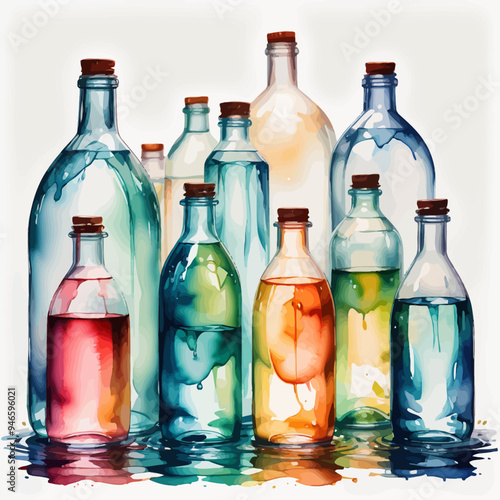 Bottle Ilustration Painting Background Very Cool