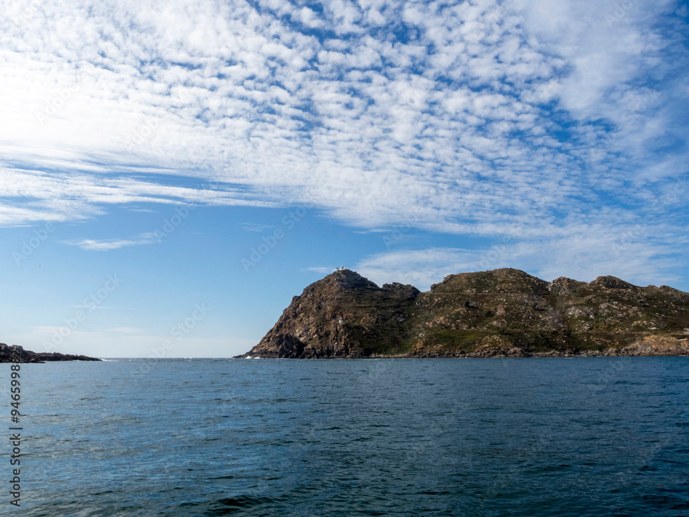 View of the Lighthouse Island in the Cies Islands. Ria de Vigo, Galicia, Spain. View of the Lighthouse Island in the Cies Islands. Ria de Vigo, Galicia, Spain.