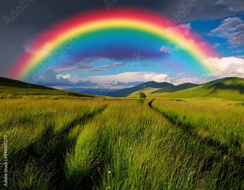 poster grassland rainbow