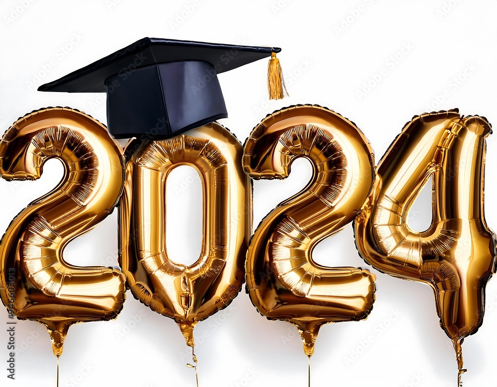 vector realistic depiction golden balloon text saying graduation cap white background vector realistic depiction golden balloon text saying graduation cap white background