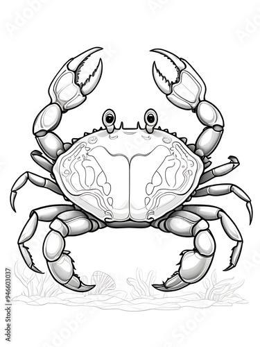 Cute angel flat coloring book kawaii line art Black and white coloring Dungeness crab