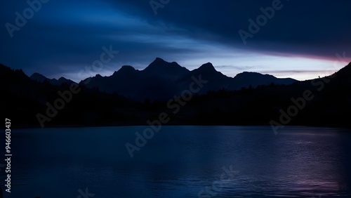 Twilight shot of the Rocky Mountains  photo