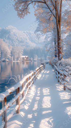 Tegernsee Lake Bavaria. Beautiful winter panorama