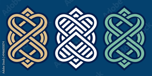 Braided Borders Knitted Ornaments & Decorative Ropes vector 