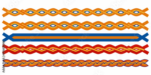 Braided Borders Knitted Ornaments & Decorative Ropes vector 