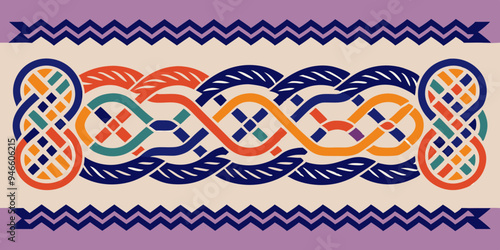 Braided Borders Knitted Ornaments & Decorative Ropes vector 