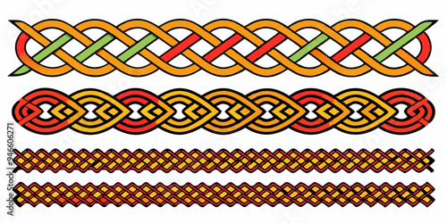 Braided Borders Knitted Ornaments & Decorative Ropes vector 