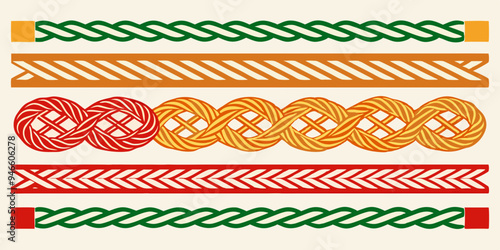 Braided Borders Knitted Ornaments & Decorative Ropes vector 