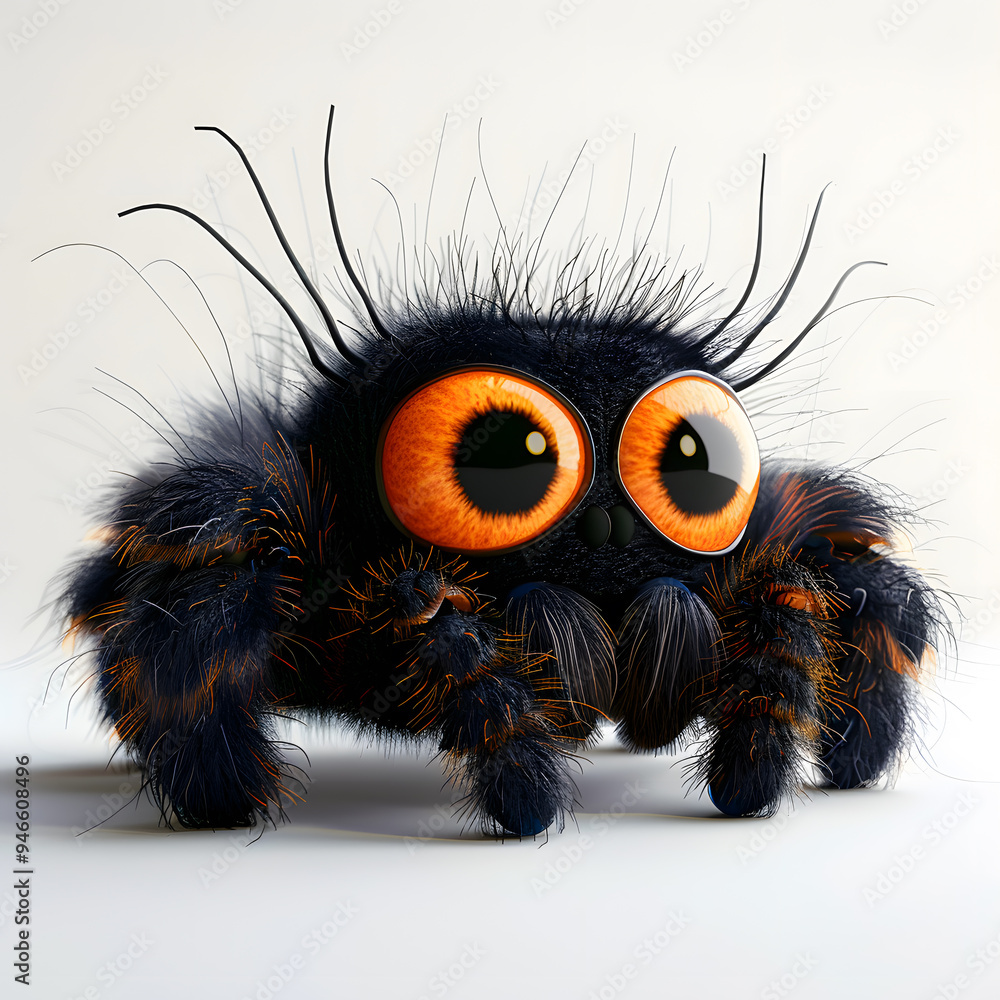 Playful cartoon spider with big eyes scuttles around light-filled room, showcasing its lively personality and engaging movements. Playful cartoon spider with big eyes scuttles around light-filled room, showcasing its lively personality and engaging movements.