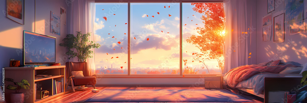 Manga Art of School Embracing Autumn Colors and Atmosphere Manga Art of School Embracing Autumn Colors and Atmosphere