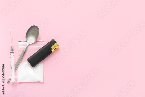Drugs, spoon, lighter and s...