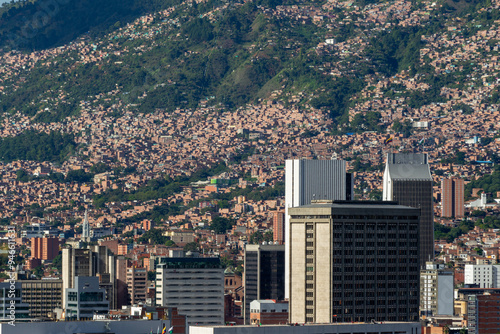 Bild auf Leinwand Aerial cityscape of Medellin, Medellín, Antioquia, Colombia