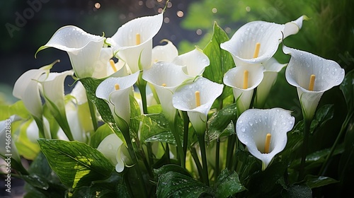 Calla lily,beautiful white calla lilies blooming in the garden,Arum lily photo