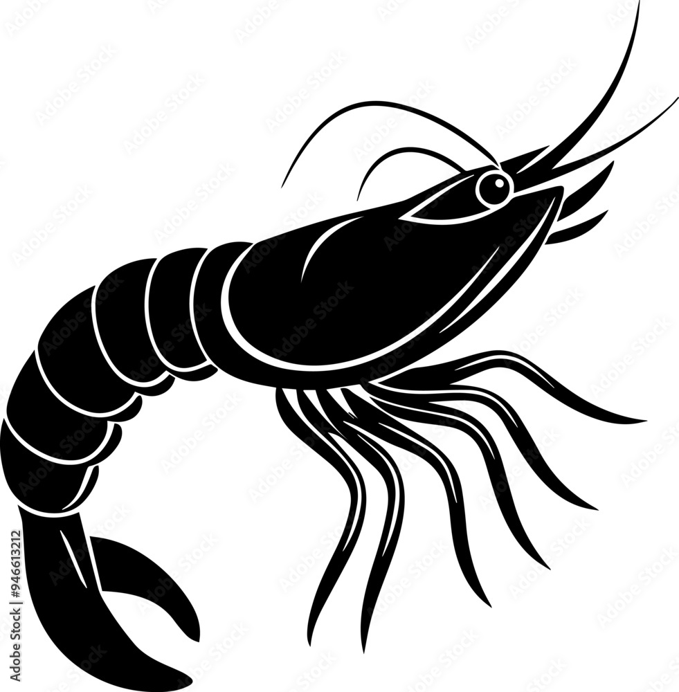 shrimp silhouette vector illustration shrimp silhouette vector illustration