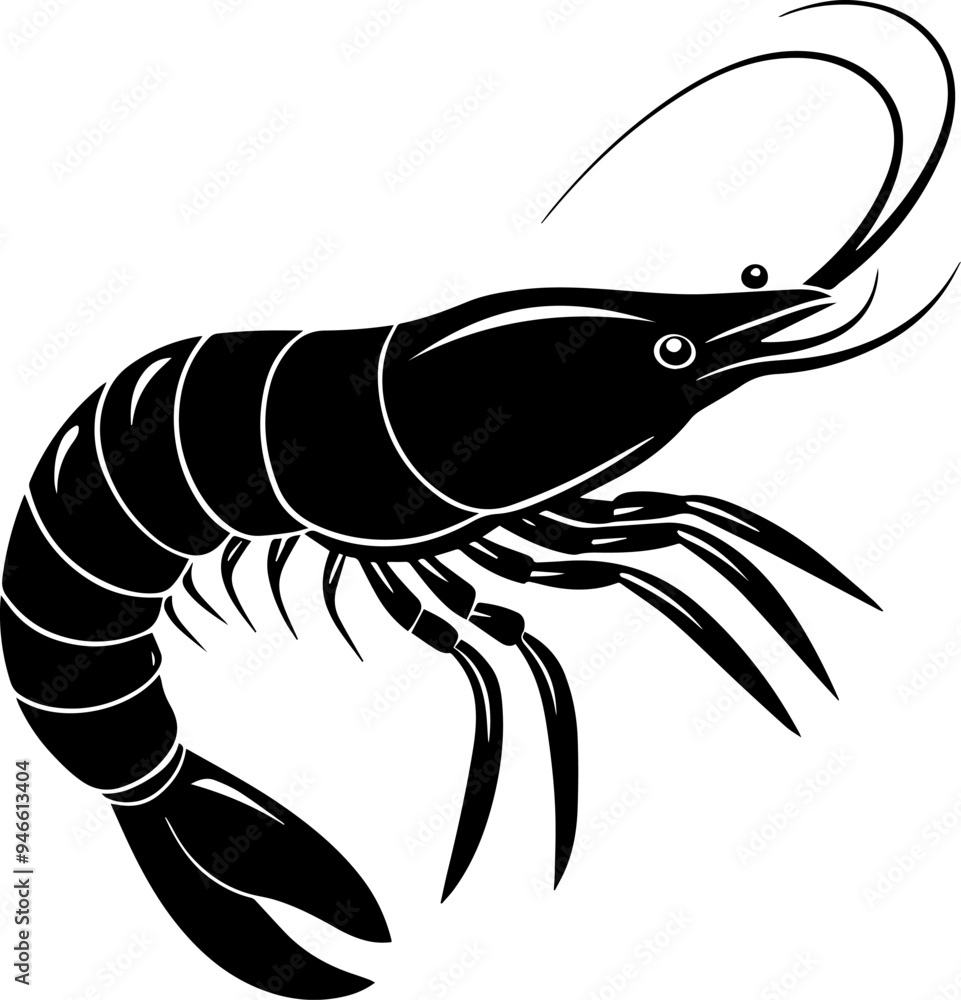 shrimp silhouette vector illustration shrimp silhouette vector illustration
