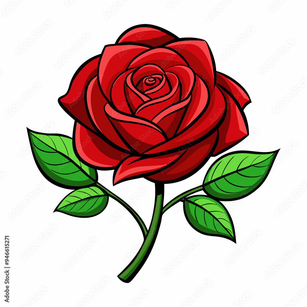 red rose with leaves vector illustration red rose with leaves vector illustration
