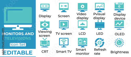 Monitors and Televisions Icon Set