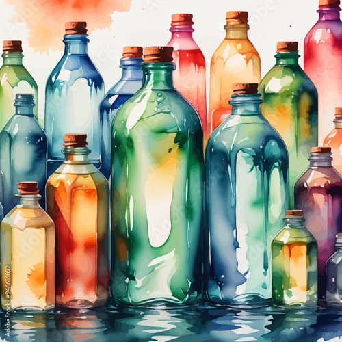 Bottle Ilustration Painting Background Very Cool