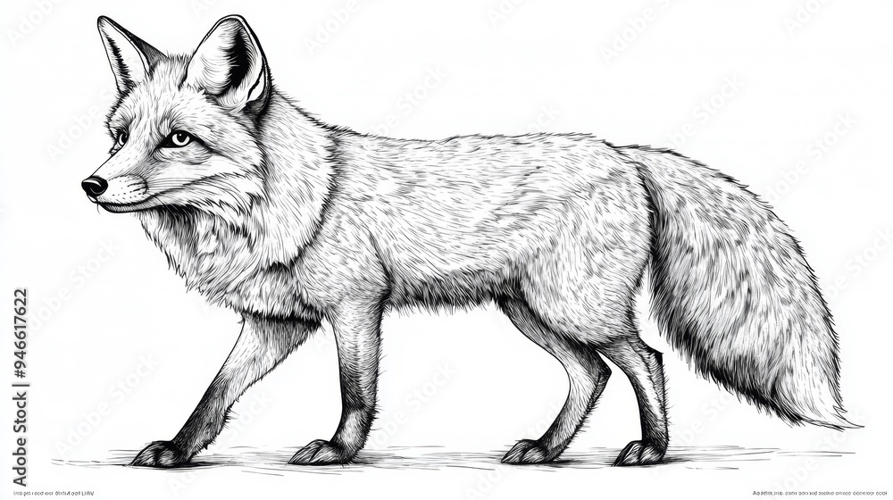 Fototapeta premium Illustration of a Walking Fox Generative AI