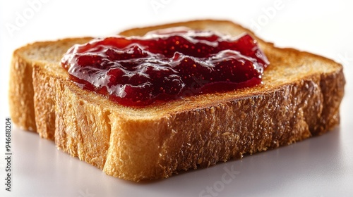 Slice of Toast with Strawberry Jam Generative AI