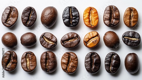 Coffee Beans Collection on White Background Generative AI photo