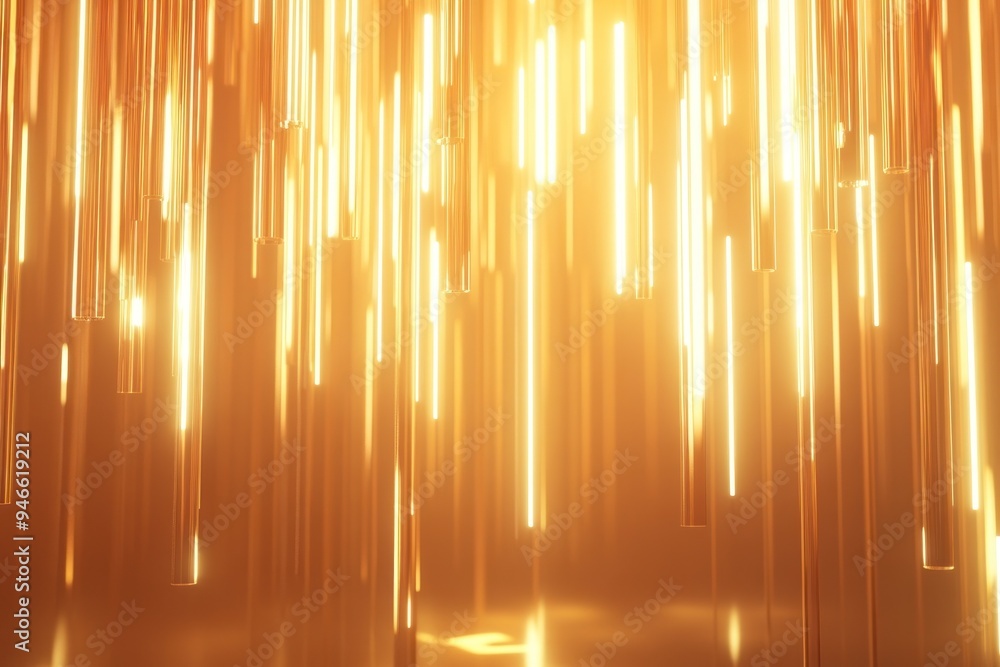 Golden light streaks with bright vertical beams. Golden light streaks with bright vertical beams.