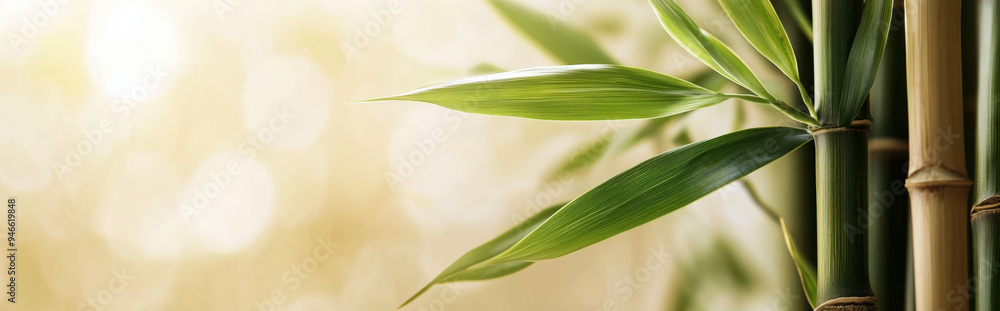 Bamboo stalks with subtle lighting against a soft, neutral background, creating a minimalist design with room for copy Bamboo stalks with subtle lighting against a soft, neutral background, creating a minimalist design with room for copy