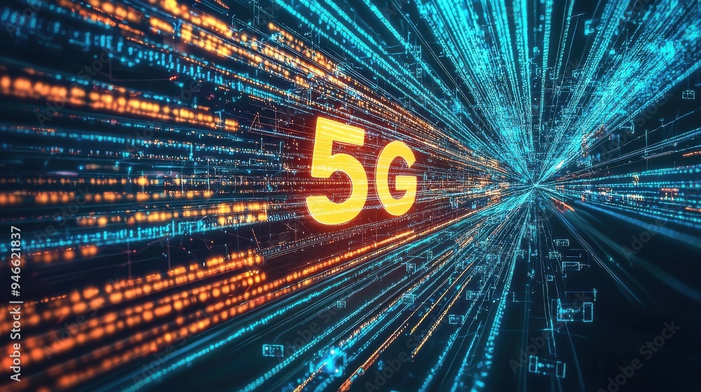 A 5G technology and connectivity infrastructure concept showcasing the ...