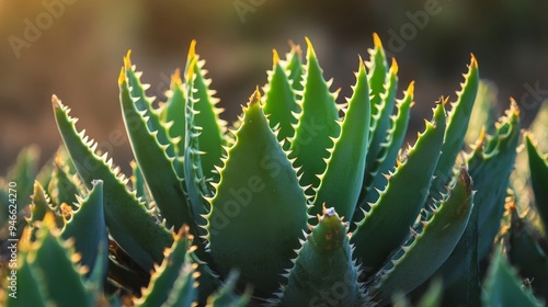 Spiky aloe in background