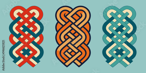 Braided Borders Knitted Ornaments & Decorative Ropes vector 