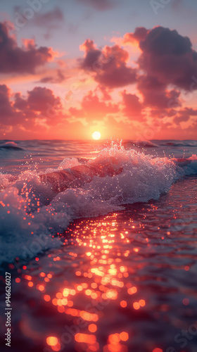 sunset beach and sea