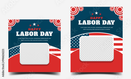 Happy labor day social media post design template