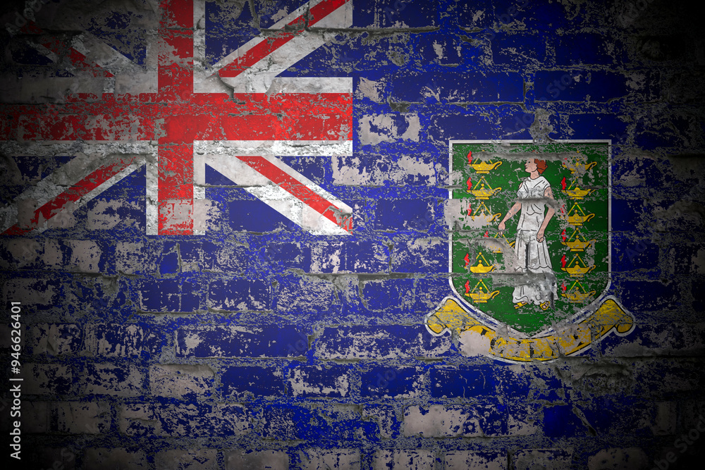 Fototapeta premium Flag of British Virgin Islands on brick wall